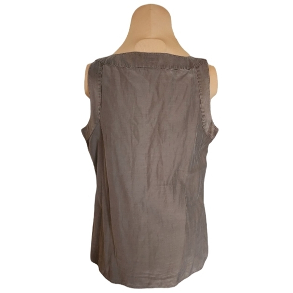 J. Jill Silk Cotton Sleeveless V Neck Blouse Taupe Medium - Picture 2 of 7